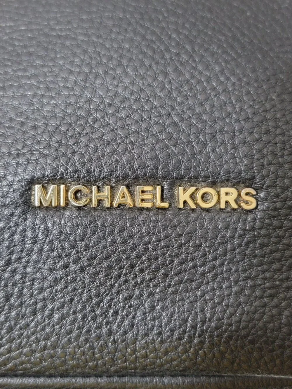 Michael Kors Bedford Large Black Pebbled Leather Hobo Shoulder Bag Gold Hardware
